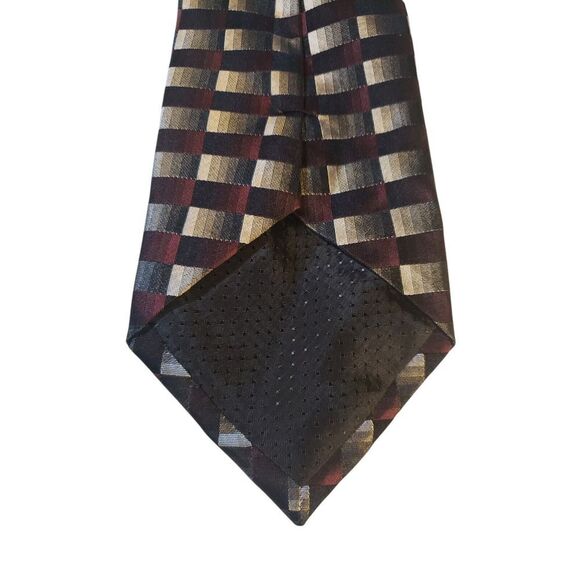 Joseph & Feiss Mens Tie Necktie Designer Luxury Black Gray Burgundy Geometric - Picture 6 of 12